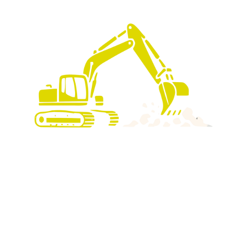 Escavadeira equipada com rompedor hidráulico realizando demolição de rocha em obra de infraestrutura, destacando a precisão e eficiência dos serviços da GRD Demolição de Rocha.